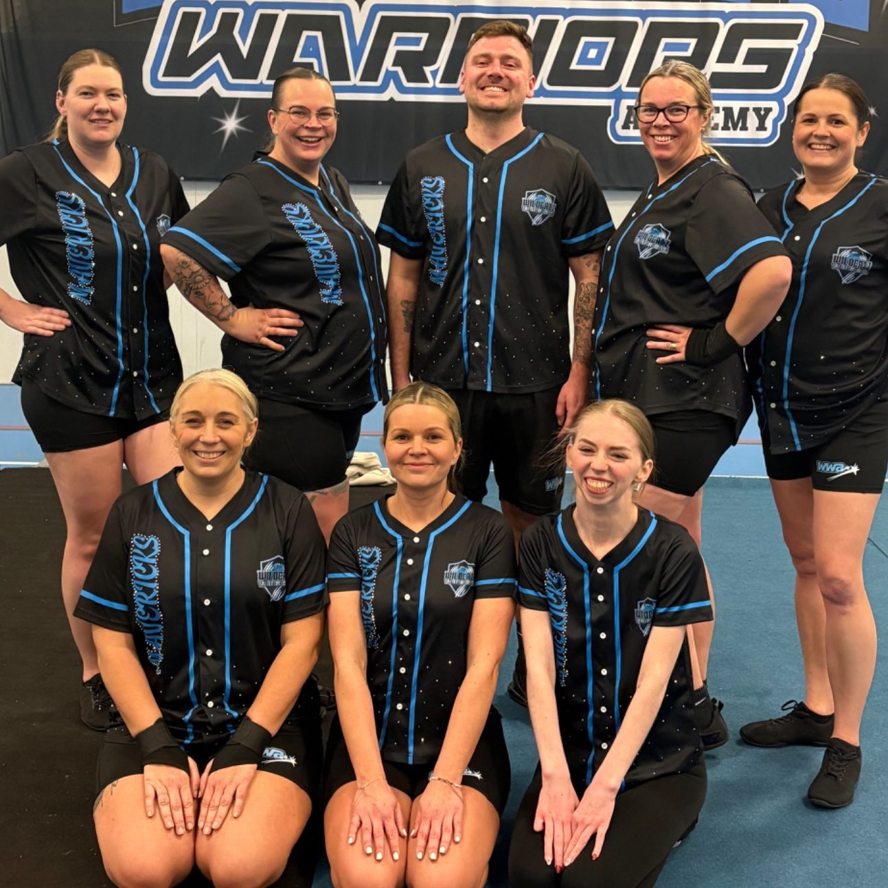 Adult cheerleader training with Wildcatz Warriors Cheerleading Academy, Durrington near Salisbury